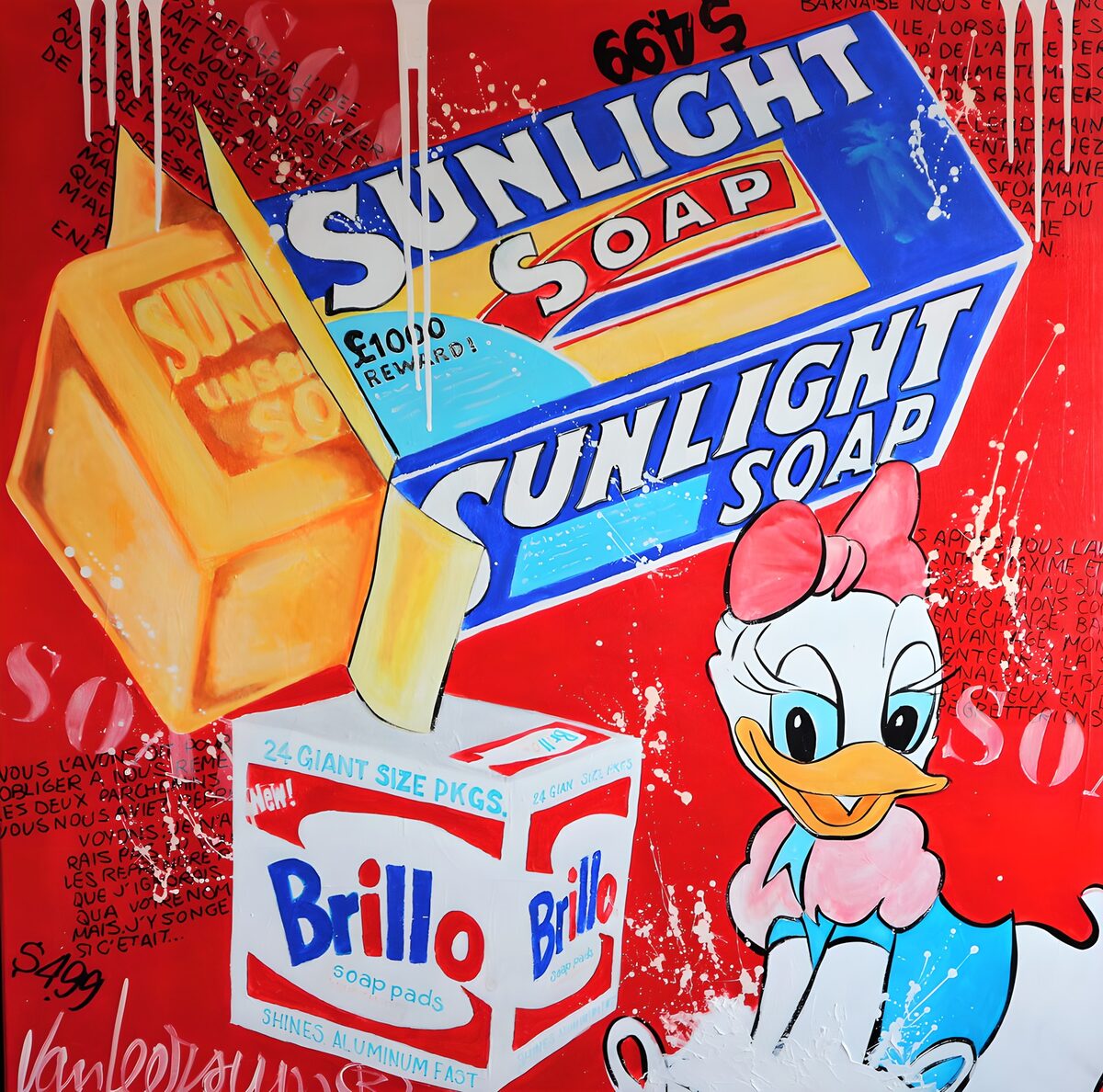 Kleurrijke reclamekunst met Donald Duck