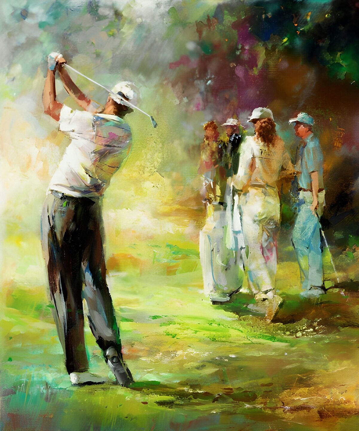 Golfer in actie met publiek op de achtergrond