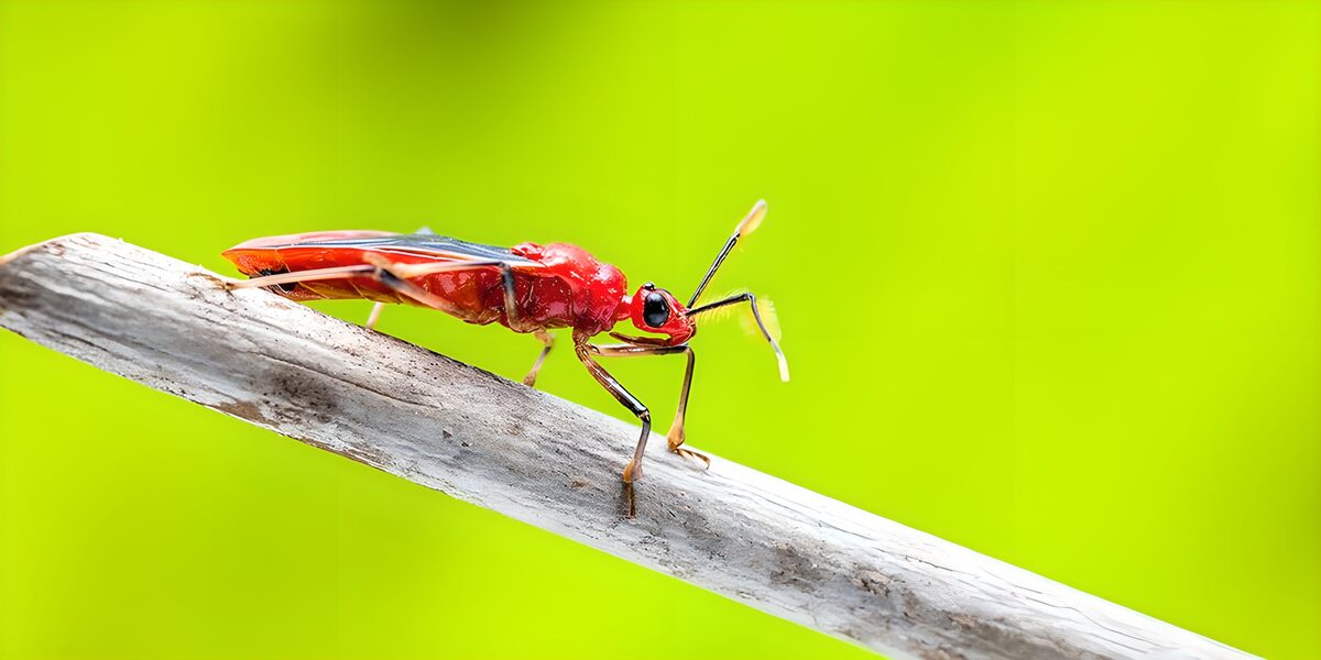 Rode insect op tak