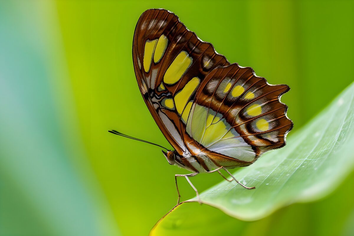 Kleurige vlinder op een groen blad