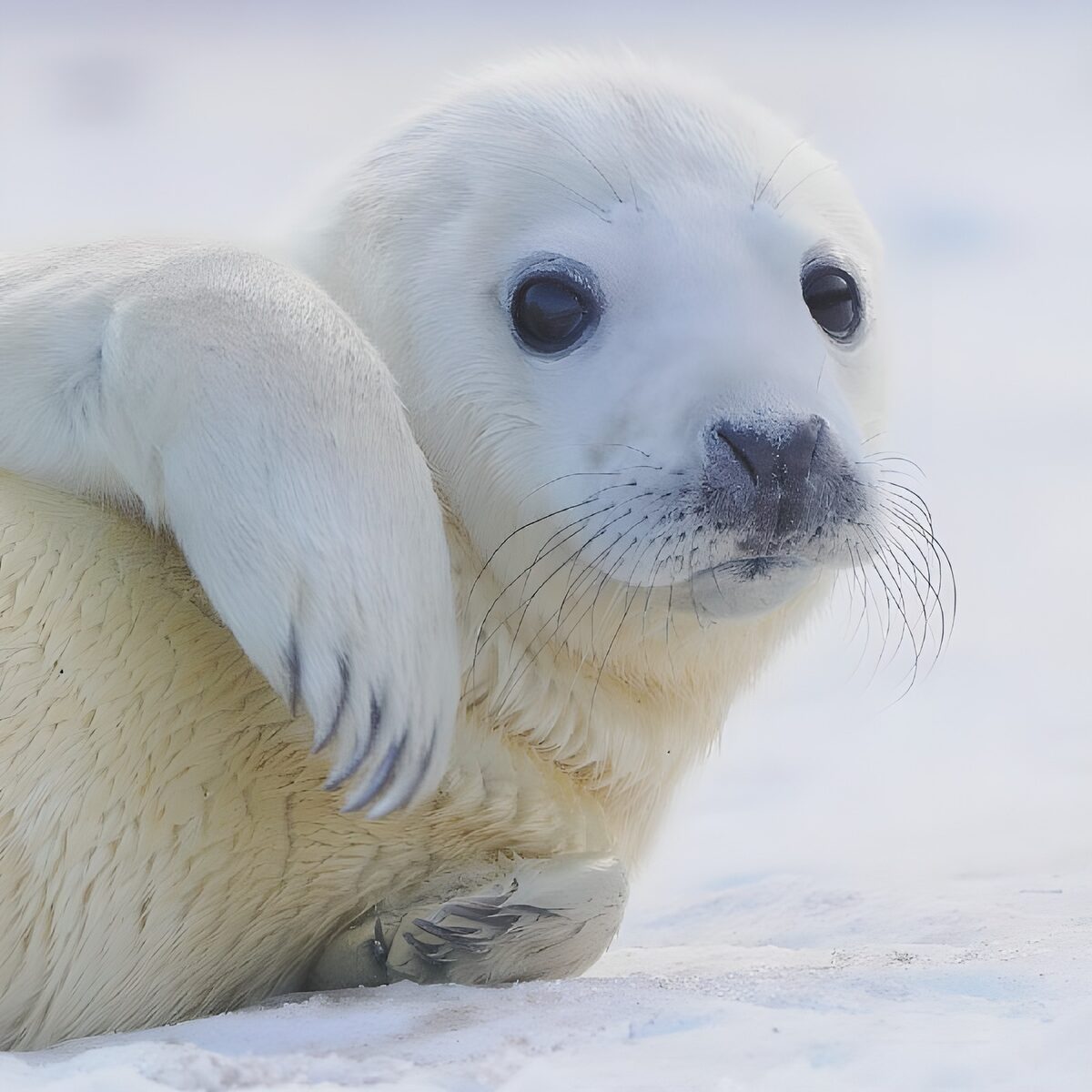 Schattige zeehond op het ijs