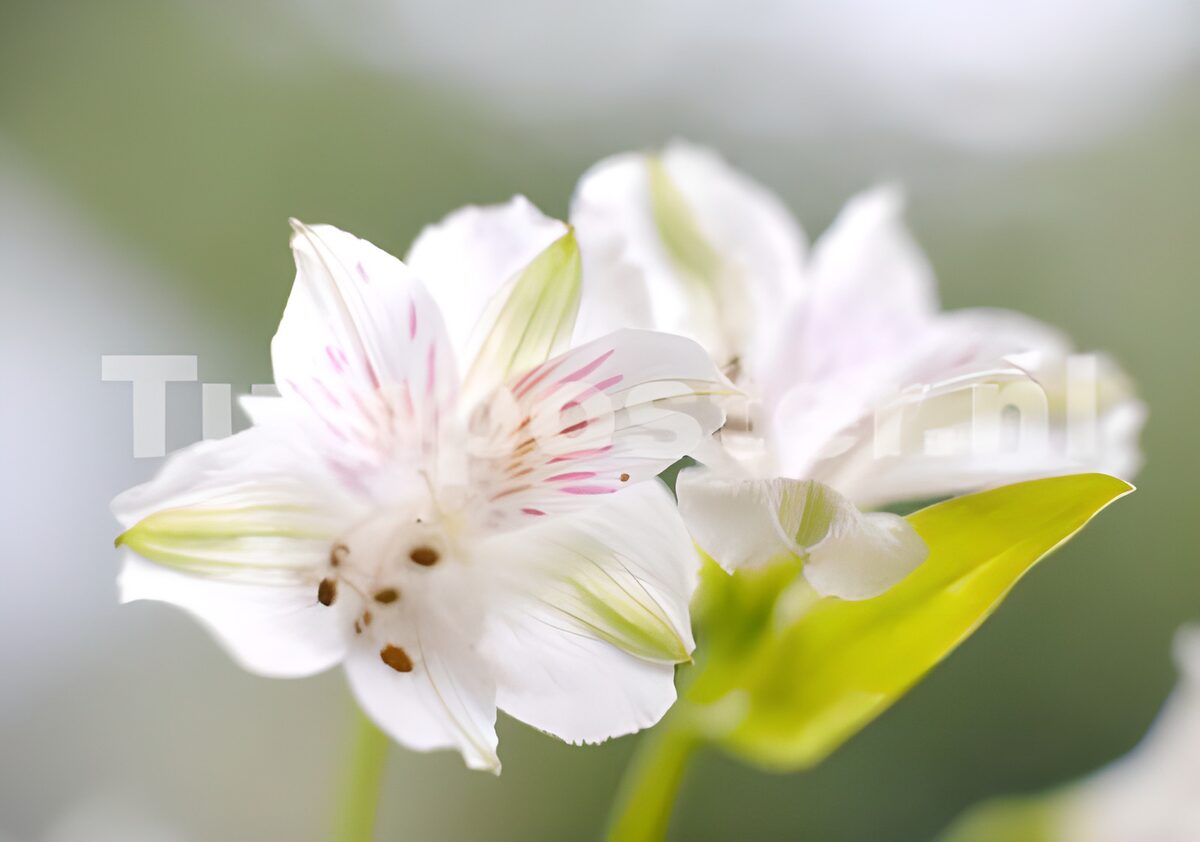 Witte bloemen met groene accenten