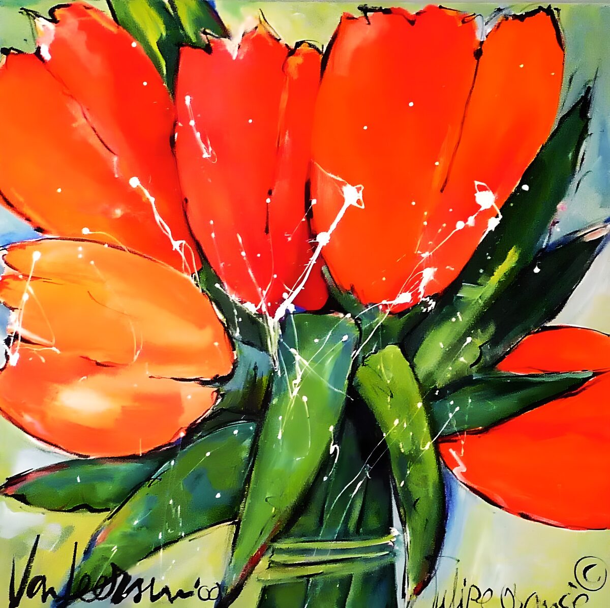 Vrolijke rode tulpen