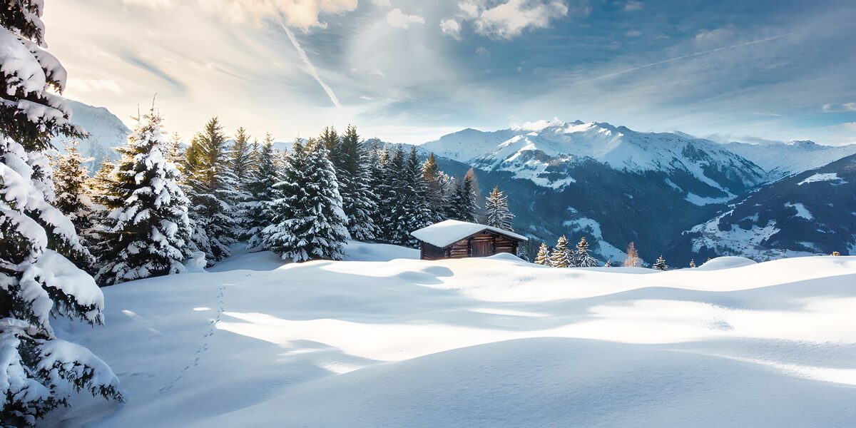 CW7242183: Sneeuwlandschap met berghut