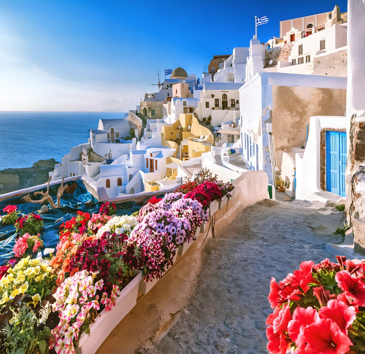 Prachtige straat in Santorini