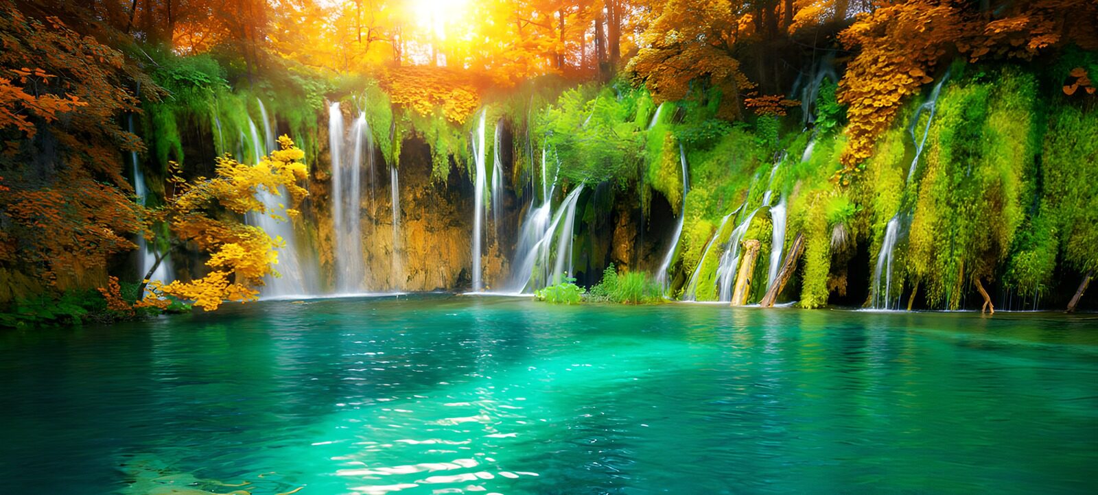 CW1528464: Waterval in een herfstlandschap