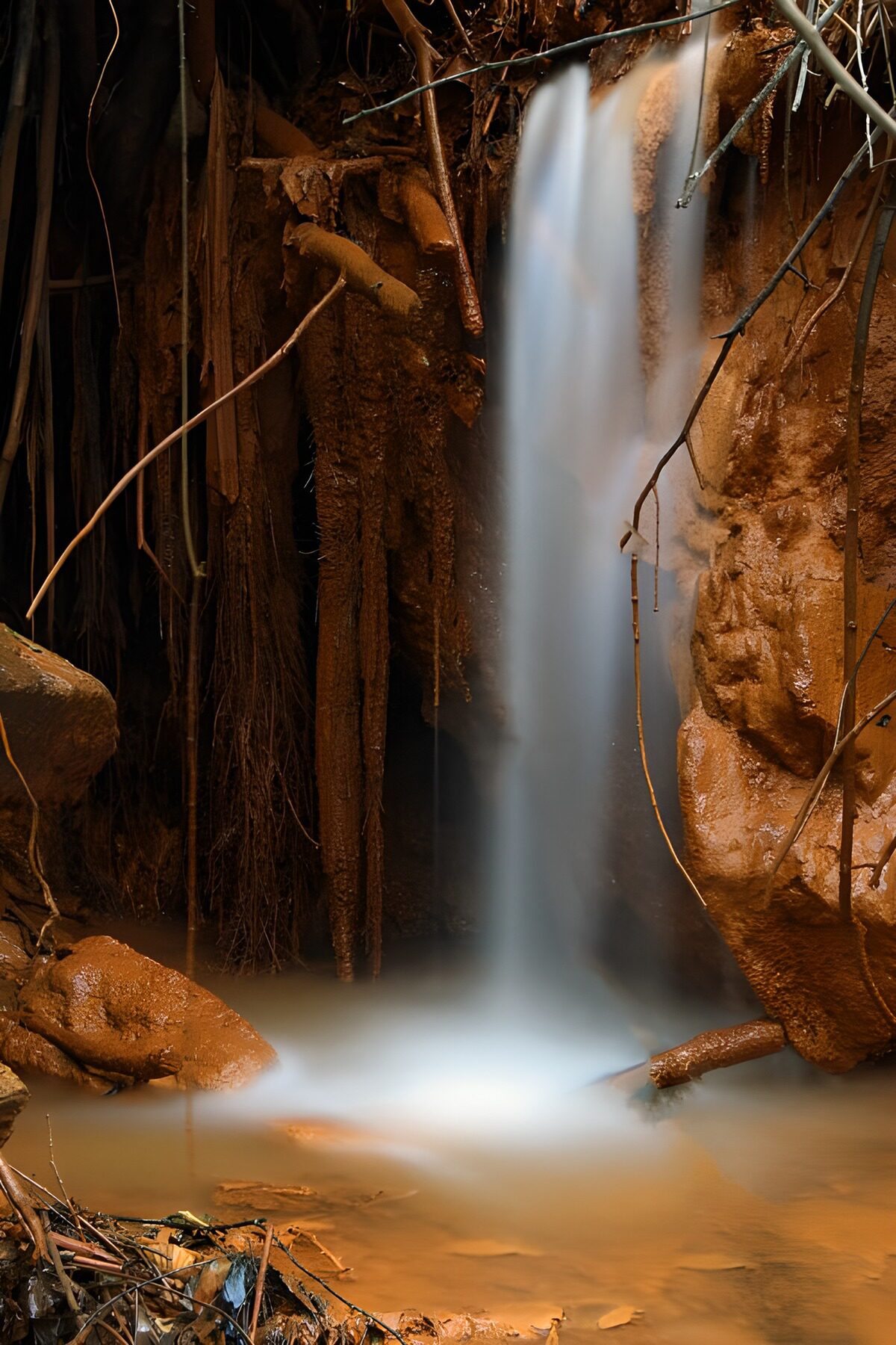 Waterval tussen de wortels