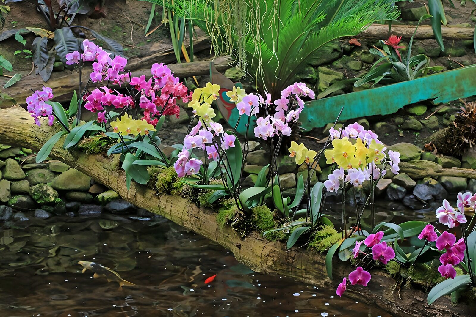 CW1512655: Kleurrijke orchideeën langs het water