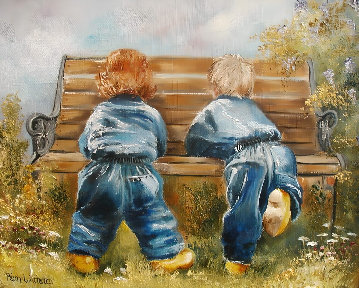 CW5482617: Twee kinderen op een bankje