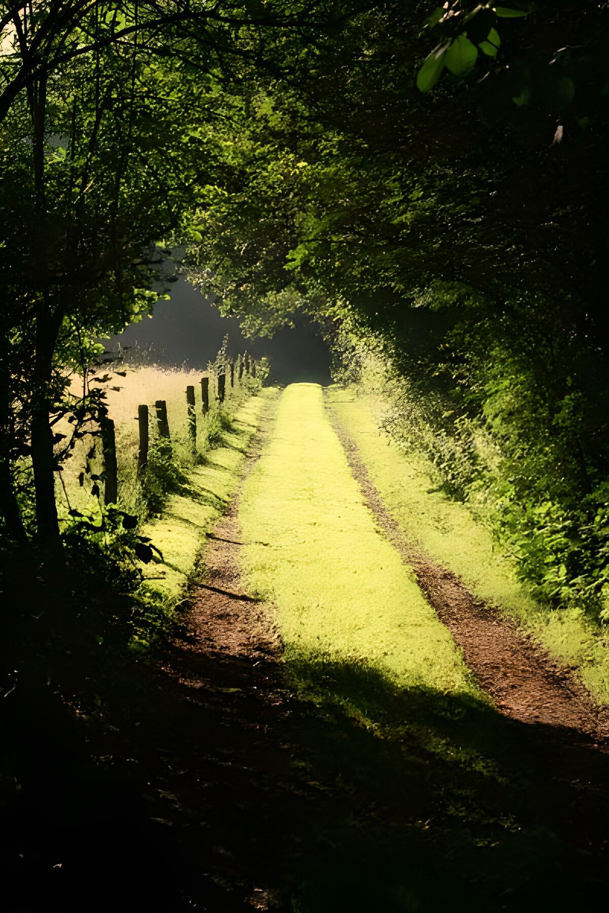 Zonnig pad door het bos