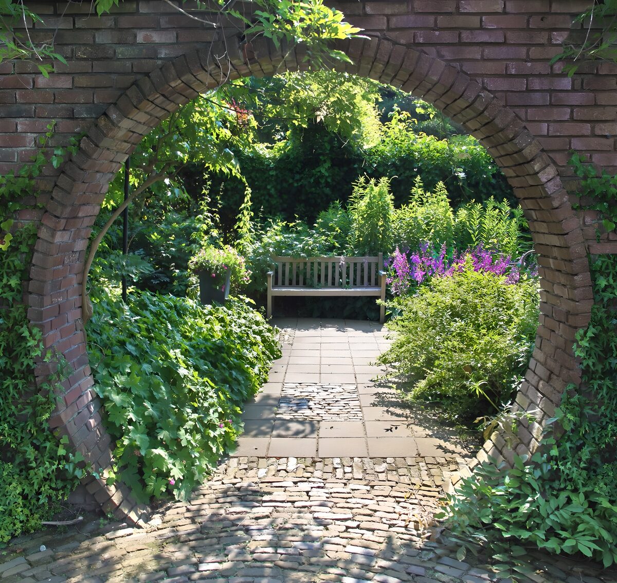 CW8877840: Rustige tuin met een rond toegangspunt